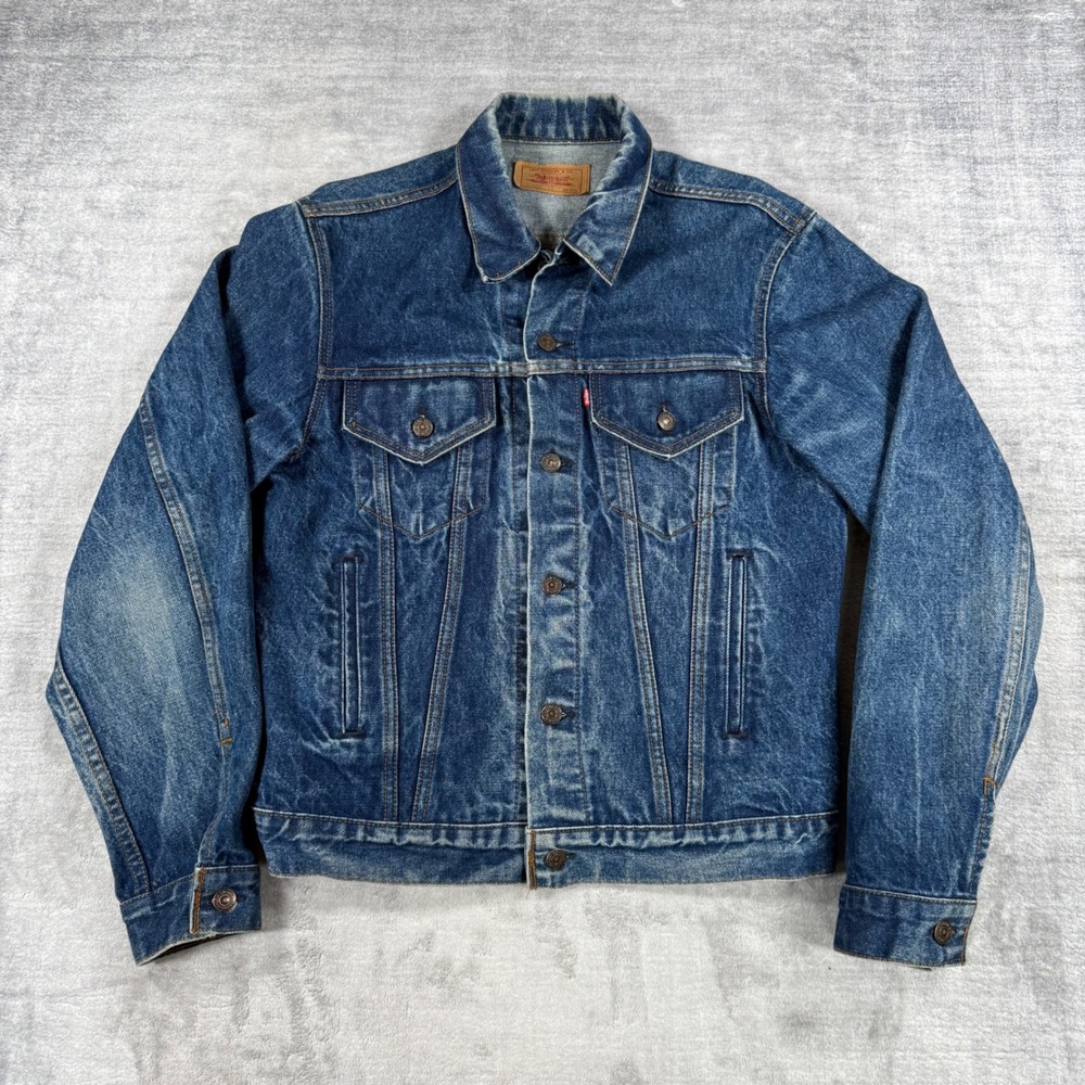 Levis Jacket Mens 42L Blue Denim Dark Wash Vintage 80s Type 3 Trucker 71506